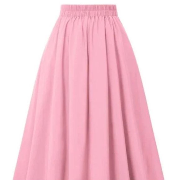 Pink Belle Poque midi skirt with pockets - Picture 2 of 6